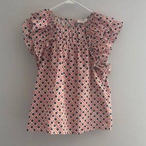 THML Pink and Blue Geometric Womens Blouse
